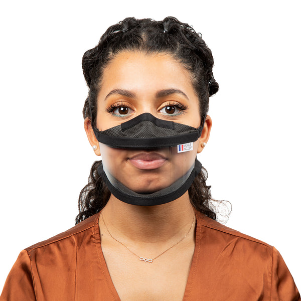 Masque Transparent Noir - Lanières - Taille S - (3,70€/pc)